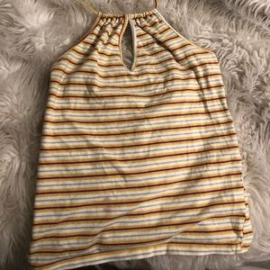 Cute yellow striped halter top.